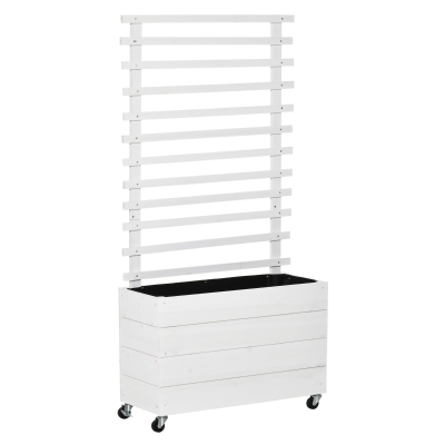 Outsunny plantenbak met trellis rollen rozenboog met trellis hout wit