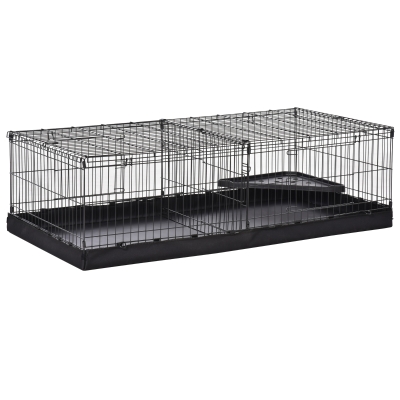 PawHut Gabbia per roditori in Metallo e Tela, Nera, 118x59x36cm