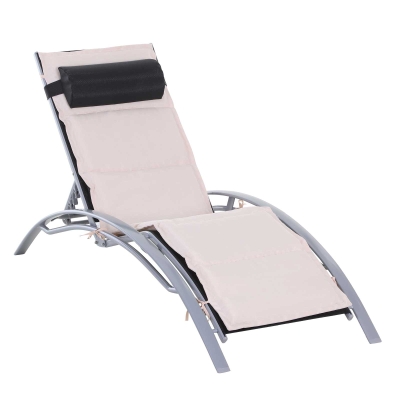 Outsunny Leżak, leżak ogrodowy, krzesło ogrodowe, fotel, aluminiowy, regulowany, kremowy