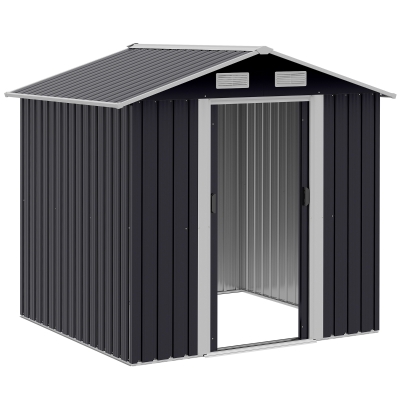 Outsunny Szopa na narzędzia z 2 przesuwanymi drzwiami Metalowa szopa ogrodowa 2,6 m² stal ciemnoszary