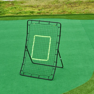 HOMCOM Kickback Rebounder bramka ścianka do odbijania siatka stal 75x126 cm czarny