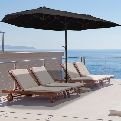 Outsunny parasol podwójny parasol ogrodowy parasol targowy z korbką ręczną 460 x 270 cm