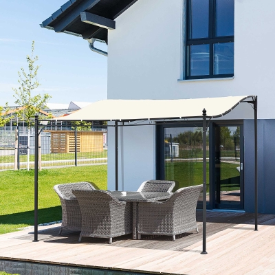 Outsunny pergola zadaszenie tarasu pawilon daszek kremowy 297x297x198/245 cm