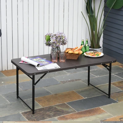 Outsunny Portable Metal Picnic Table Black/Brown 22x61cm