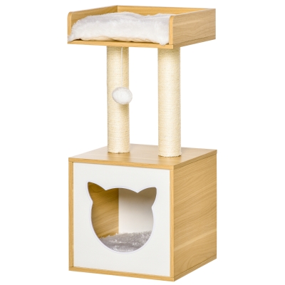 PawHut Arbre à chat griffoir pour chat arbre à grimper plate-forme supérieure balle suspendue hauteur 81 cm