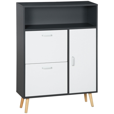 HOMCOM Meuble à chaussures armoire à chaussures commode à chaussures 2 portes abattantes 8 paires de chaussures - 80 x 25,5 x 112,5 cm