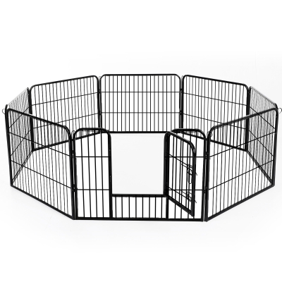 HOMCOM Luxe parc enclos modulable acier 8 panneaux et 1 porte pour chiens, lapins, rongeurs, petits animaux, intérieur et extérieur 80L x 60H cm noir