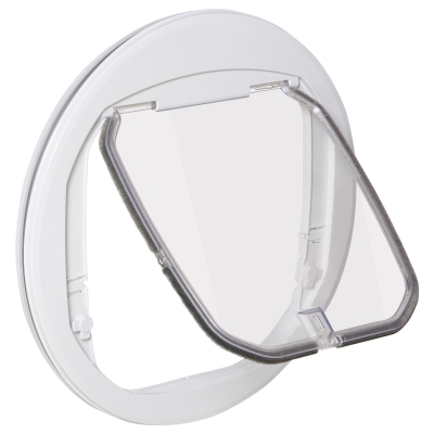 PawHut Chatière pour chien et chat porte magnétique chatiere pour moustiquaire grillé en PC 4 voies d'accès avec verrouillage résistante rigide panneau de fermeture inclus 44 x 4 x 44 blanc