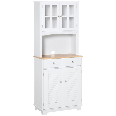 Armoire de cuisine 2 placards 2 portes persiennes et acryliques 2 tiroirs niche MDF blanc