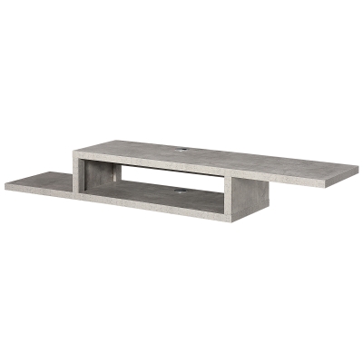 HOMCOM Meuble TV mural flottant suspendu support TV - étagère murale flottante - niche, passe-fils - gris