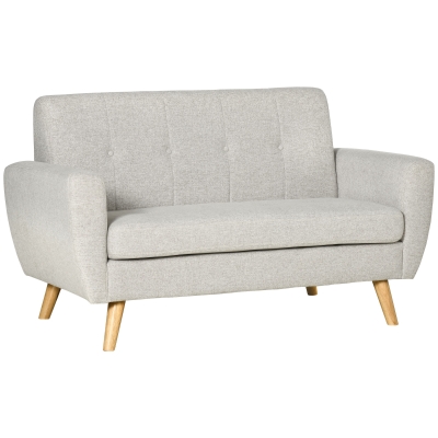 HOMCOM Canapé 2 places banquette style scandinave dossier capitonné en tissu 149 x 76,5 x 86 cm - gris clair
