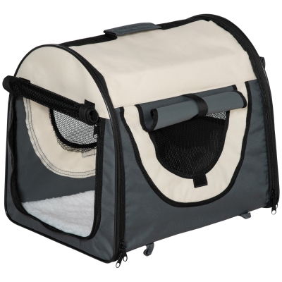 PawHut Hundebox faltbare Hundetransportbox Haustierrucksack mit Kissen Reisetasche Transportbox für Tier wasserdicht Oxfordstoff Dunkelgrau 46 x 36 x 41 cm