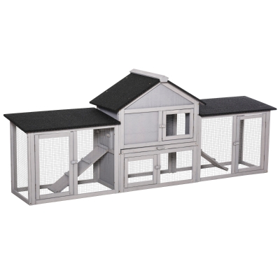 PawHut Zwergkaninchenstall mit Freigehege 210 cm x 45,5 m x 84, 5 cm