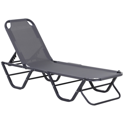 Outsunny Tumbona de Jardín con Respaldo Ajustable en 5 Posiciones de Aluminio y Texteline para Terraza Patio Exterior 163x58,5x91 cm Gris