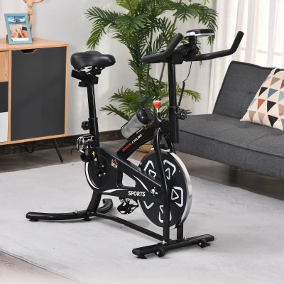 HOMCOM Indoor Stationary Exercise Bike 6kg Flywheel Fitness Cardio Workout Bke Trainer for Home Gym w/ Adjustable Resistance LCD Monitor Pad and Bottle Holder Black
