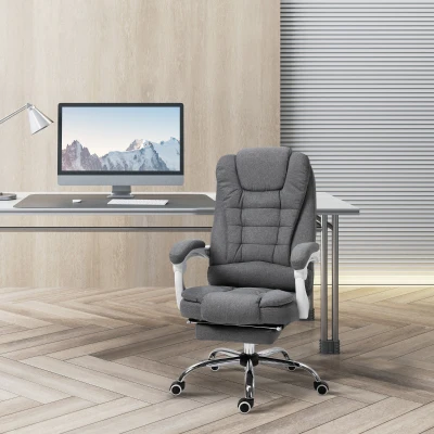 Vinsetto Reclining Office Chair with Footrest, Ergonomic, Executive, Linen