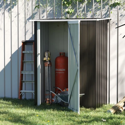 Outsunny 5ft x 3ft Garden Storage Shed, Outdoor Tool Shed with Sloped Roof, Lockable Door for Equipment, Bikes Grey