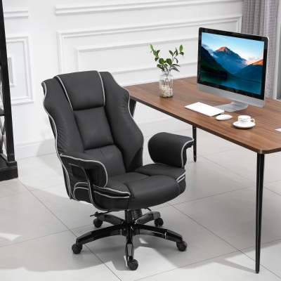Ergonomiczne Obrotowe Krzesło Biurowe Vinsetto z Funkcją Pochylania, Czarne