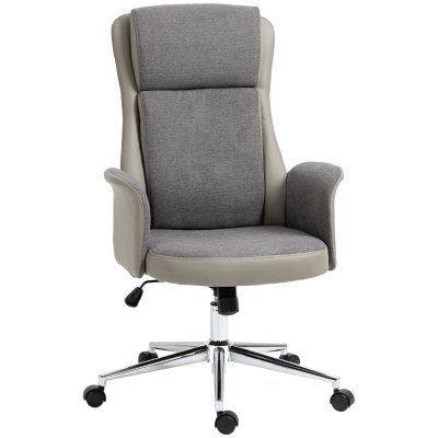 Vinsetto Scaun de birou elegant din 2 tesaturi, scaun ergonomic reglabil pe inaltime cu roti pivotante, 65x72x108-118cm, gri