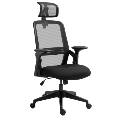 Fauteuil de bureau manager grand confort dossier ergonomique à bascule têtière hauteur assise réglable nylon revêtement synthétique noir