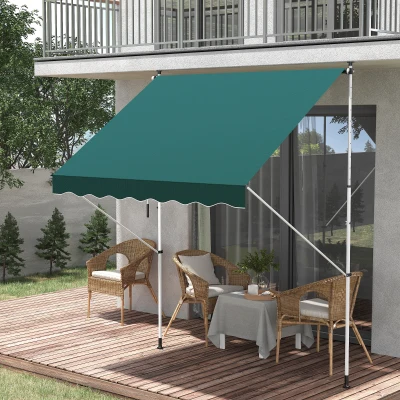 Outsunny 200 x 150cm Patio Adjustable Awning Floor- to-ceiling Retractable Shade,UV Protective - Green