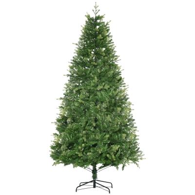 HOMCOM Albero di Natale Decorato e Ignifugo per Interni con 2056 Rami e Base in Metallo, Φ124x228 cm, Verde