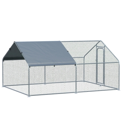 PawHut Pollaio da giardino Gabbia Box per Esterno Zincato con Tessuto Oxford di Copertura 3 x 4 x 1.95 m