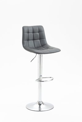 HOMCOM Set 2 Sgabelli da Bar Girevoli in Similpelle con Schienale e Poggiapiedi, 42x45x89-110cm, Grigio