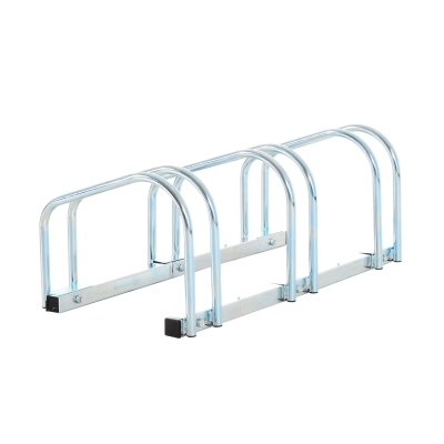 HOMCOM Aparcamiento para 3 Bicicletas Estacionamiento para Aparcar Bicicletas para Interior y Exterior 76x33x27cm Plata