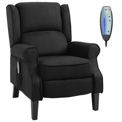 HOMCOM Poltrona Massaggiante Relax Reclinabile Funzione Riscaldante Telecomando 78 × 84 × 101cm Nero