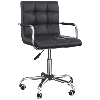 HOMCOM Sedia da Ufficio in Ecopelle Altezza Regolabile con Braccioli e Ruote, 52.5 × 54 × 84-99cm, Nero