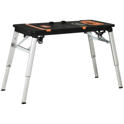 DURHAND 7 In 1 DESIGN Werkbank höhenverstellbarem Werktisch Werkbank, große wendbarer Arbeitsplatte mit Winkelmarkierung Haushalt & DIY-Arbeitsplatz für Garage, Werkstatt Schwarz 137 x 58 x 78 cm