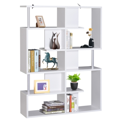 Homcom Mobilier cu Rafturi Librarie 5 Niveluri in Lemn, Alb, 120x28.6x160cm