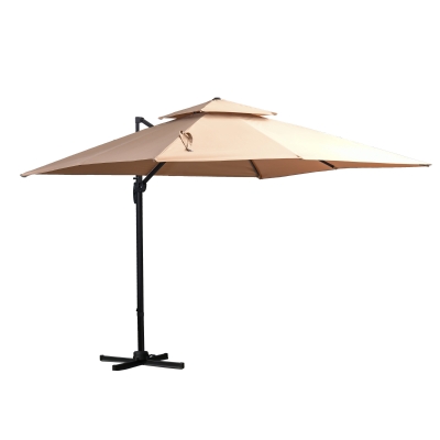 Parasol 3x3m parasol ogrodowy aluminium parasol na taras obracanie o 360 stopni kolor khaki