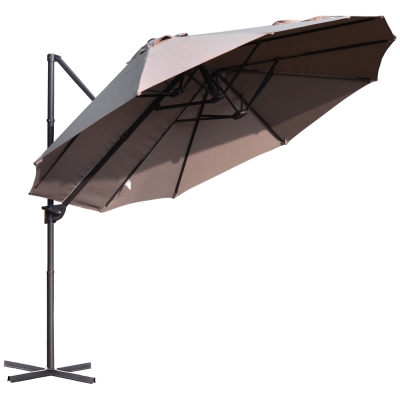 Parasol z korbką podwójny parasol parasol ogrodowy ochrona przeciwsłoneczna metal brązowy