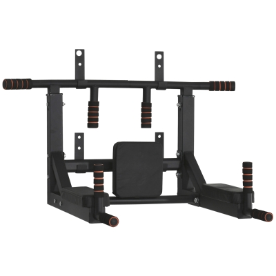 HOMCOM Barra per Trazioni a Muro in Acciaio con Imbottiture Antiscivolo, Carico Massimo 120kg, Nero