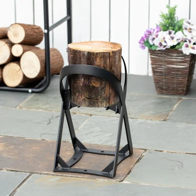 Outsunny Handmatige Koolstofstaal Log Splitter Thuis Brandhout Splitter Zwart Camping Outdoor Snel Brandhout Splitsen Tool Gemakkelijk te Gebruiken voor Thuis 9,7 "x 8,2" x 14,75".