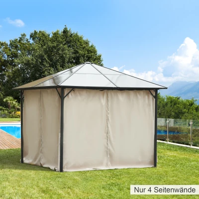 Outsunny Zijpanelen voor 3x3m Tuinhuisje, Polyester Privacy Panelen voor Tuinwoning Partytent, Beige