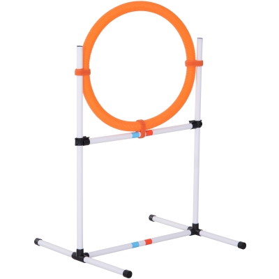 Pawhut Agility sport pour chiens anneau d'agilité et obstacle 2 en 1 avec sac de transport plastique blanc orange