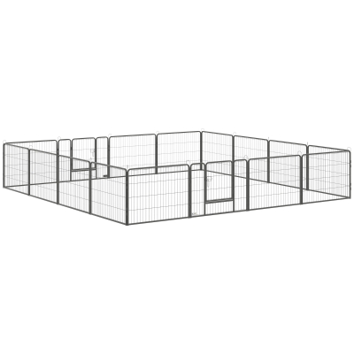 PawHut Welpenauslauf Freigehege 16 Segmente 60 cm Hoch
Laufstall für Haustier welpengitter Zaun Laufgitter Laufstall Hundegehege Outdoor Gitter Welpen gestaltbar mit 2 Tür Stahl Grau