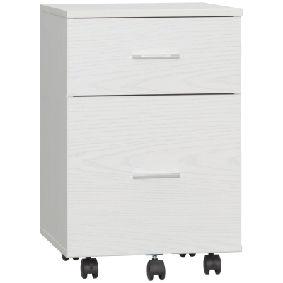 Vinsetto Caisson de bureau caisson de rangement mobile 2 tiroirs 5 roulettes en panneau de particules 39,5 x 39 x 58,5 cm blanc