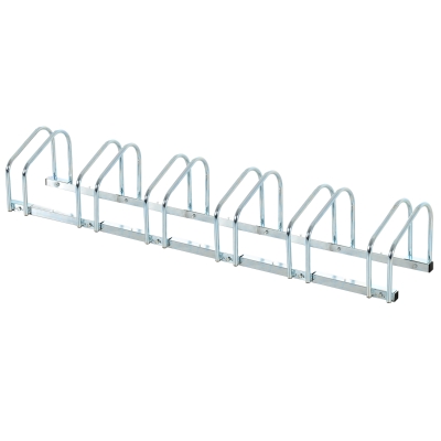 HOMCOM Râtelier 6 vélos dim. 179L x 33l x 27H cm acier galvanisé argent