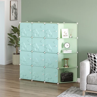 HOMCOM Mobile Scarpiera Modulabile a Fungo 16 Cubi in Acciaio e PP