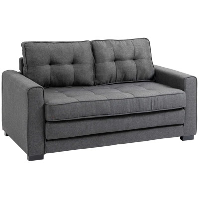 HOMCOM Canapé droit convertible 2 places - dossier capitonné - 147,5 x 75 x 85 cm - gris