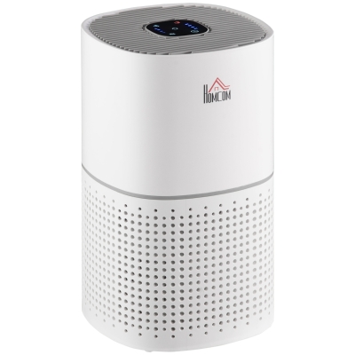 HOMCOM Purificateur d'air HEPA, Ioniseur, CADR 225m³/h mode de veille silencieux 50W minuterie 4 vitesses - dim. 22L x 22l x 36H cm - blanc