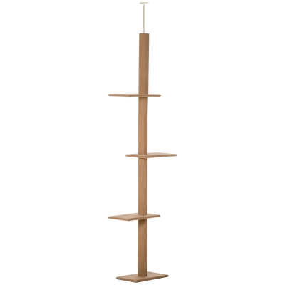 PawHut Kratzbaum Katzenbaum Kletterbaum für Katzen Höhenverstellbar Spielbaum Hellbraun 43 x 27 x 228-260 cm