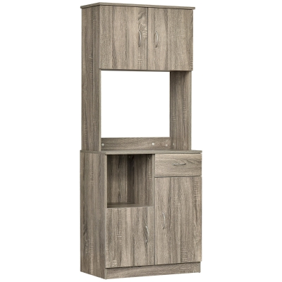 Armoire de cuisine multi-rangements MDF panneaux particules E1 chêne clair