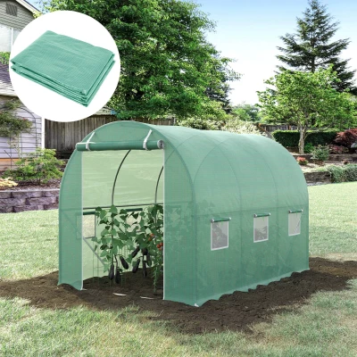 Outsunny Cobertura de Estufa com 6 Janelas e Porta para Jardim Anti-UV PE 300x200x200 cm Verde
