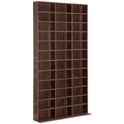 HOMCOM Étagère Rangement CD/DVD Meuble de Rangement pour 1116 CDs 33 Compartiments réglables en Hauteur 102 x 24 x 195 cm Marron