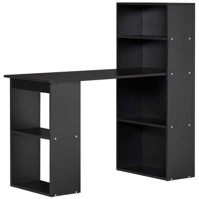 HOMCOM Bureau Informatique 120L x 55l x 120H cm bibliothèque adjacente Multi-rangements Noir
